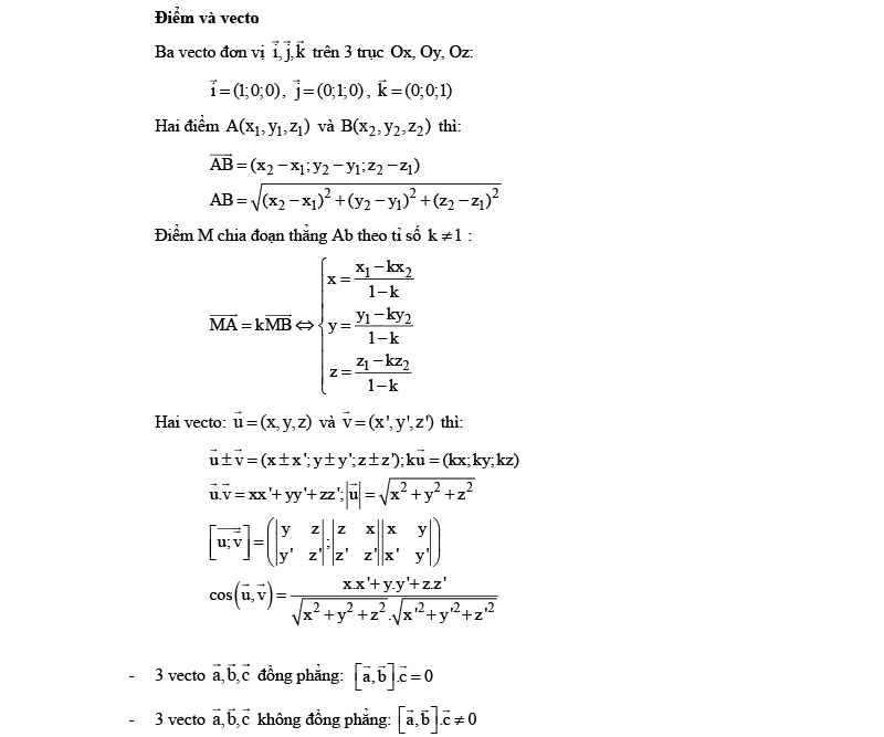 Phương Trình Tọa độ Trong Không Gian Lý Thuyết Và Các Dạng Bài Tập