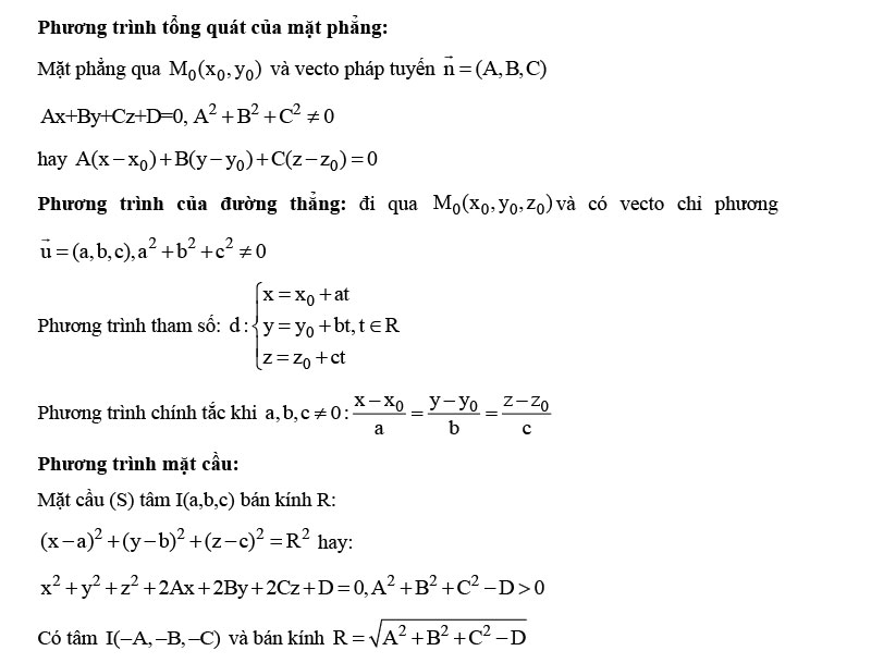 Phương Trình Tọa độ Trong Không Gian Lý Thuyết Và Các Dạng Bài Tập