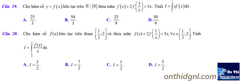 Bài toán tích phân hàm ẩn dạng 1