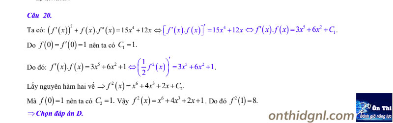 đáp án lời giải Bài toán tích phân hàm ẩn dạng 2