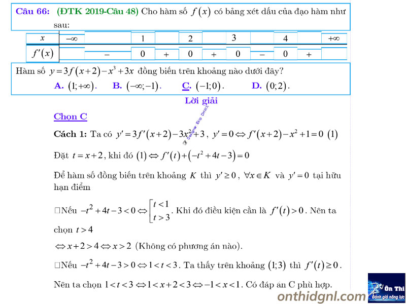 Tính đơn điệu của hàm liến kết h(x) = f(u)+g(x) biết các BBT, BXD