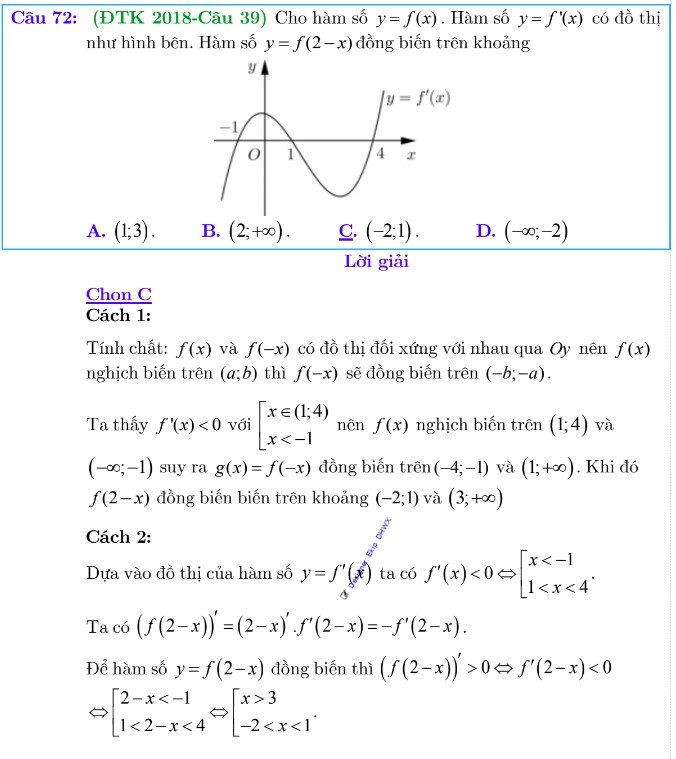 Tính đơn điệu của hàm g(x) khi biết đồ thị, BBT của f(u)