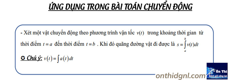 Công thức tích phân ứng dụng trong bài toán chuyển động