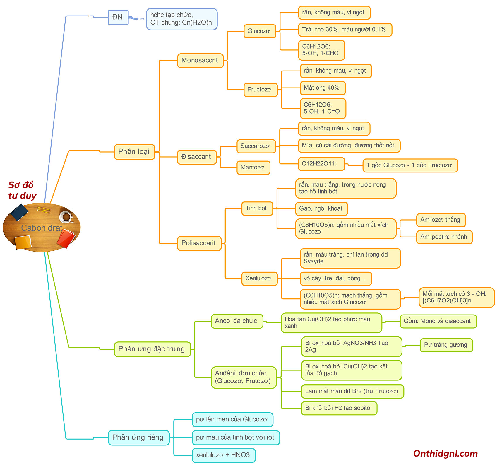 Sơ đồ tư duy Cacbohidrat