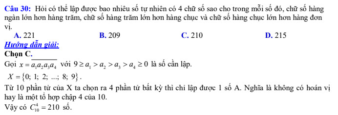 Bài tập về tổ hợp, chỉnh hợp và hoán vị