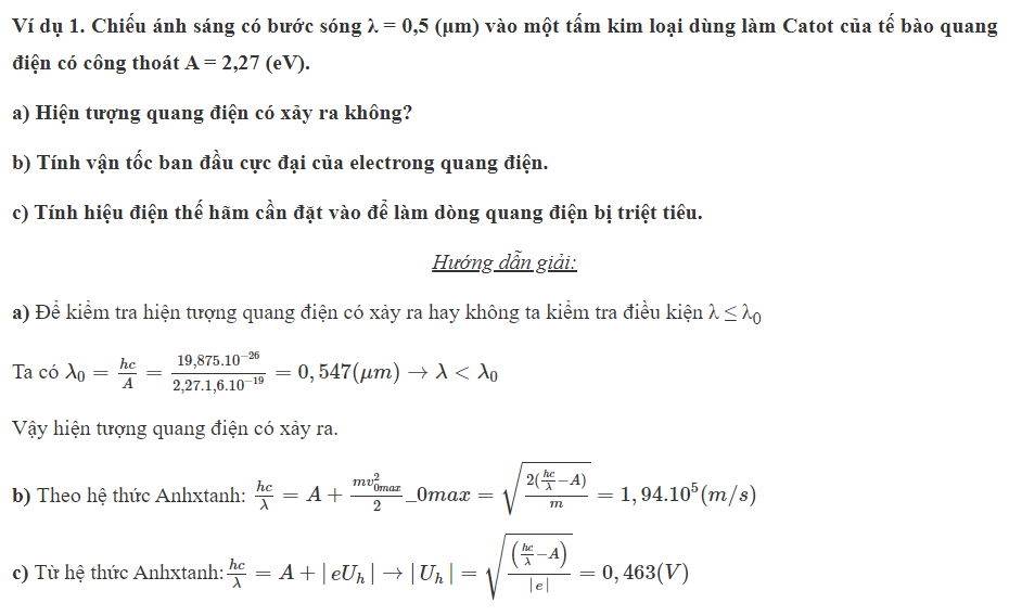 hướng dẫn giải các dạng bài tập lượng tử ánh sáng