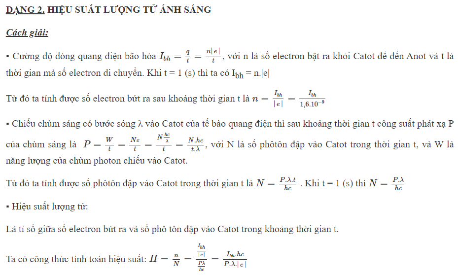 hướng dẫn giải các dạng bài tập lượng tử ánh sáng