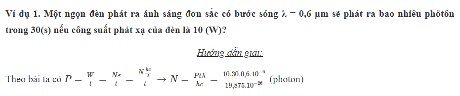 hướng dẫn giải các dạng bài tập lượng tử ánh sáng