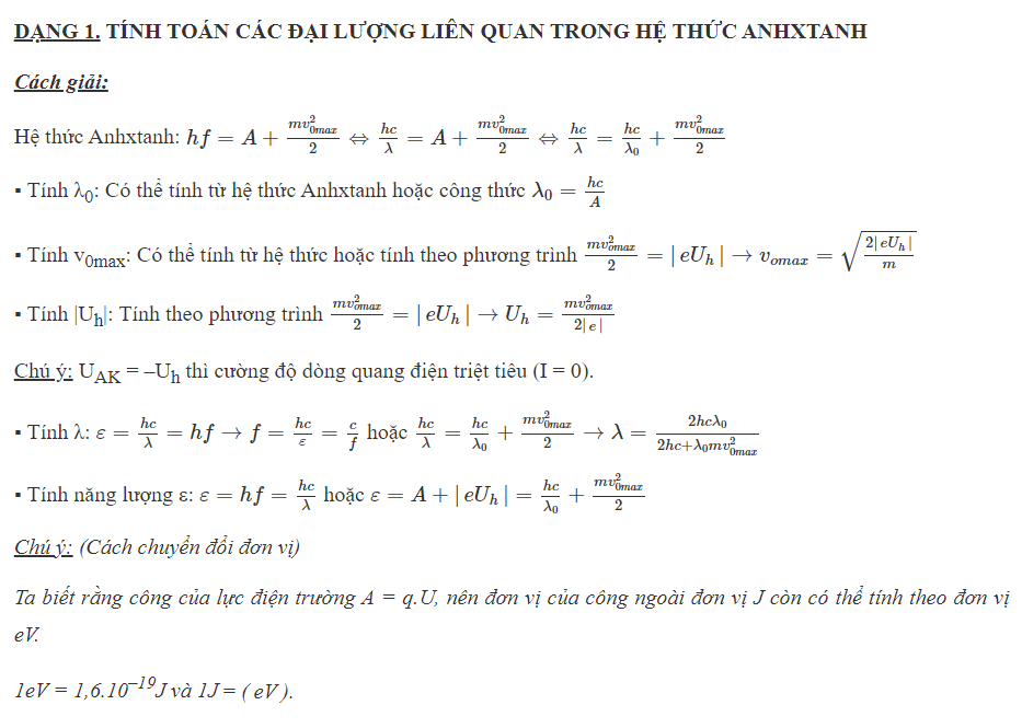 hướng dẫn giải các dạng bài tập lượng tử ánh sáng