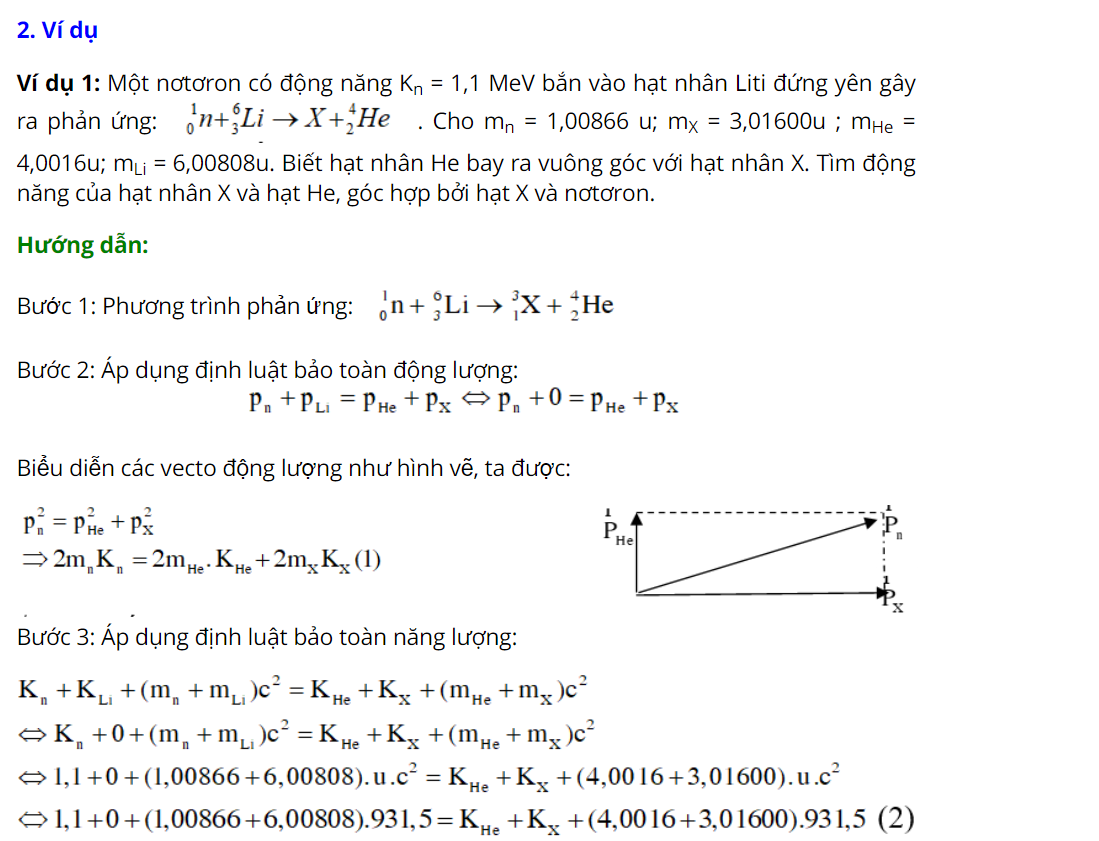 Bài tập tính động năng và động lượng phản ứng hạt nhân
