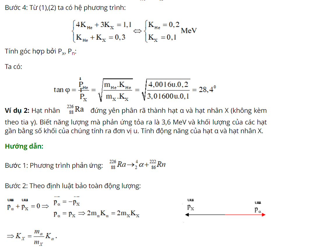 Bài tập tính động năng và động lượng phản ứng hạt nhân