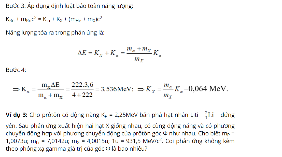Bài tập tính động năng và động lượng phản ứng hạt nhân