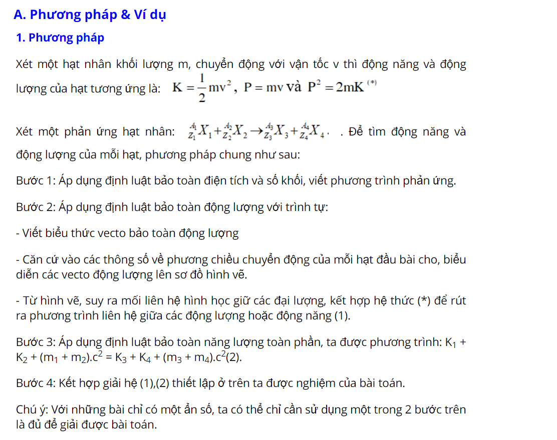 Bài tập tính động năng và động lượng phản ứng hạt nhân