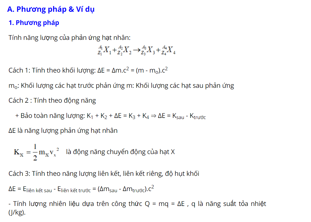 Các dạng bài tập phản ứng hạt nhân