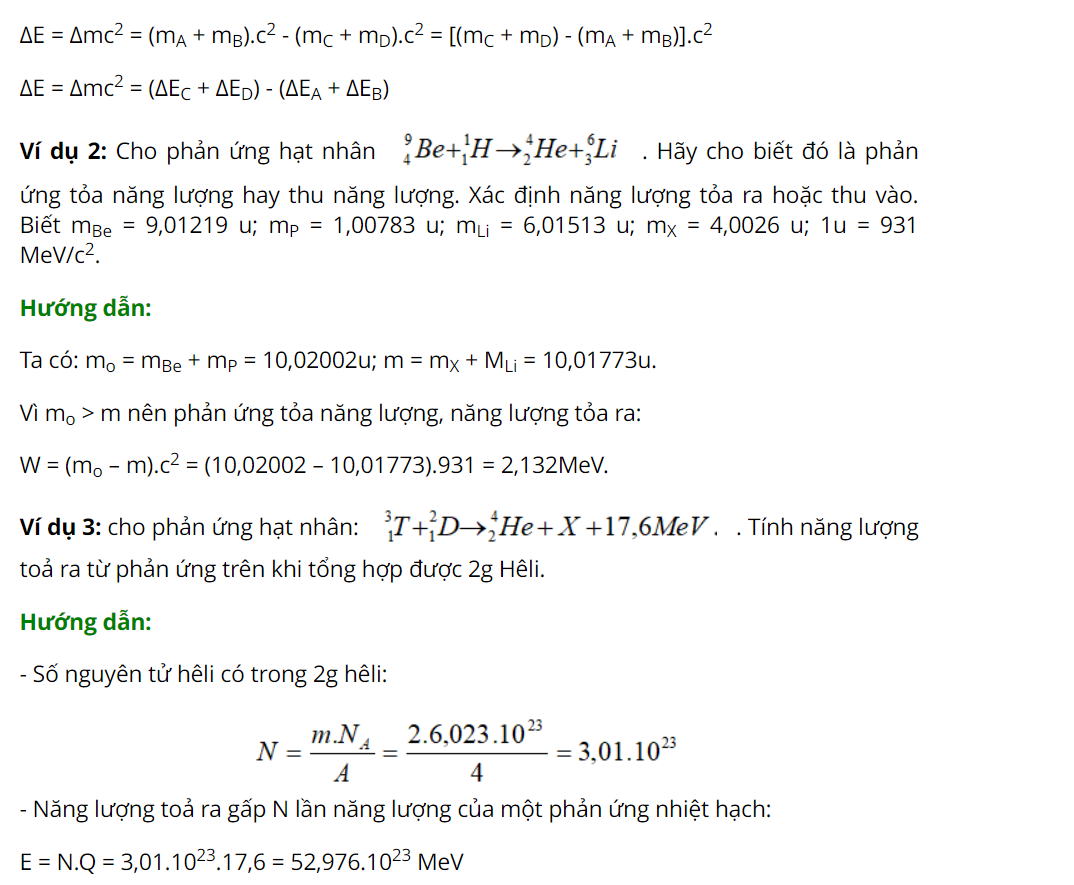 Các dạng bài tập phản ứng hạt nhân