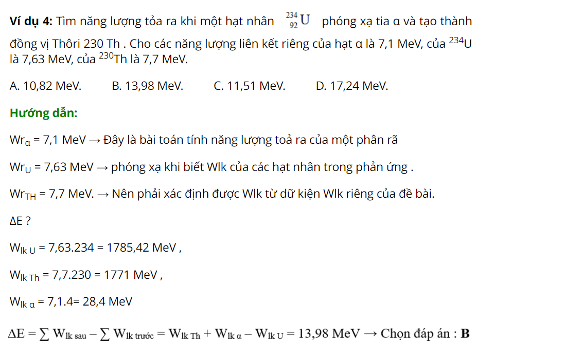 Các dạng bài tập phản ứng hạt nhân