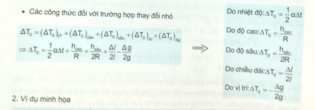 Công thức con lắc đơn dao động điều hòa khi có thay đổi nhỏ về chu kỳ