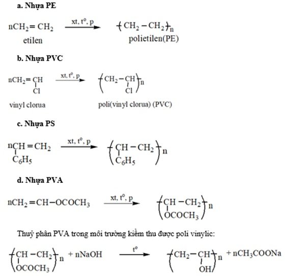 Các công thức hóa học về Polime