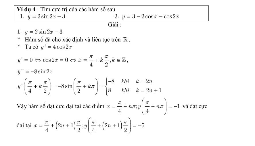 kiến thức về cực trị hàm số