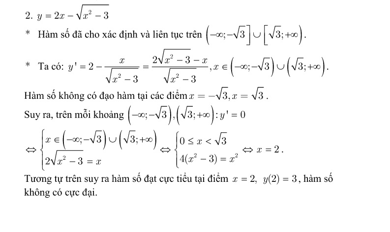 kiến thức về cực trị hàm số