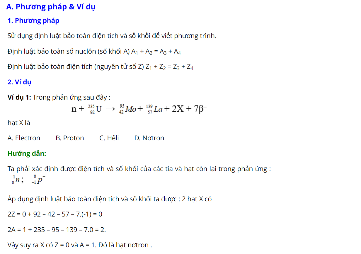 Các dạng bài tập phản ứng hạt nhân