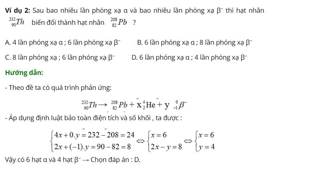 Các dạng bài tập phản ứng hạt nhân