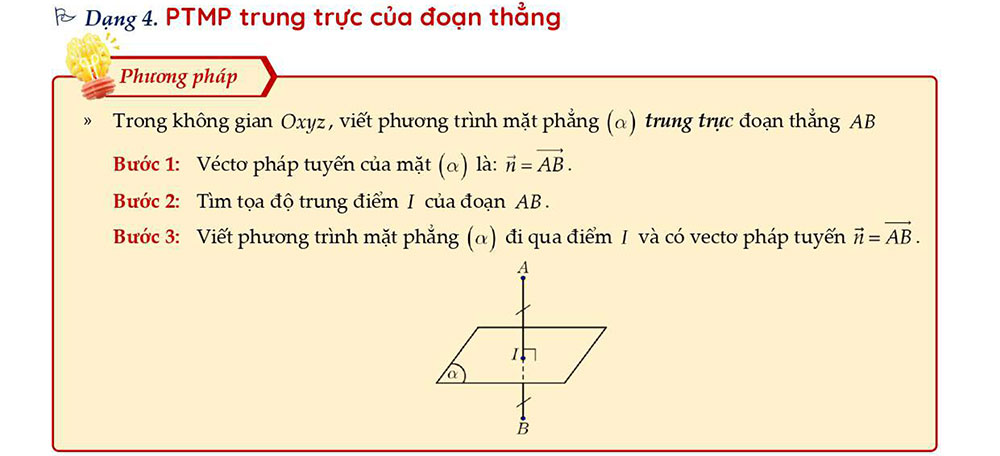 Phương trình mặt phẳng trung trực của đoạn thẳng