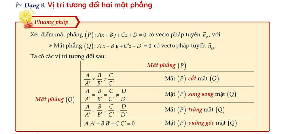 Vị trí tương đối hai mặt phẳng