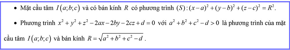 + Dạng 2. Lập phương trình mặt cầu dạng cơ bản.