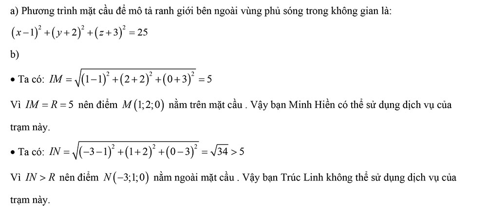 CHỦ ĐỀ 2 ỨNG DỤNG MẶT CẦU TRONG KHÔNG GIAN