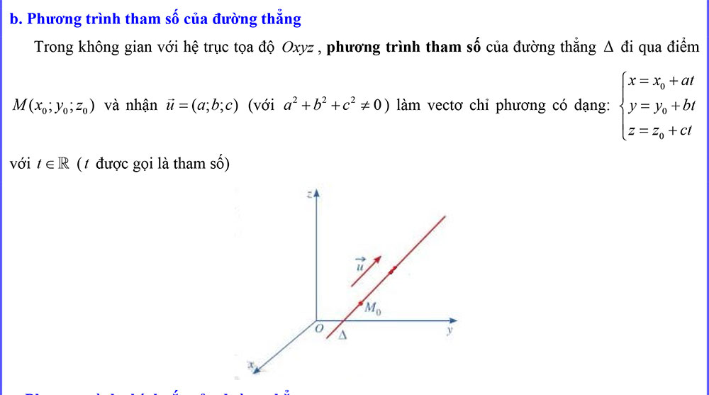 Phương trình tham số của đường thẳng