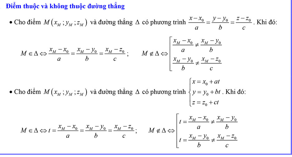 Điểm thuộc và không thuộc đường thẳng