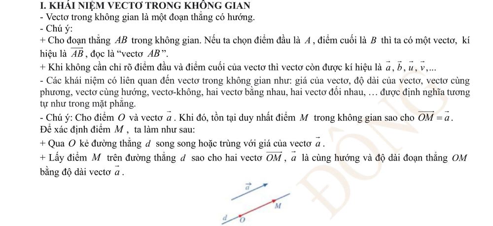 Vectơ trong không gian là một đoạn thẳng có hướng