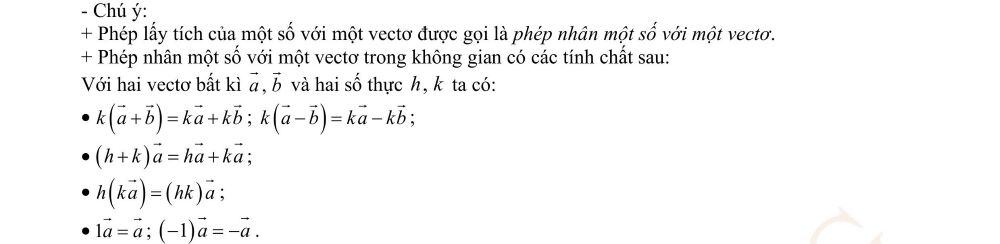 Tích của một số với một vectơ trong không gian