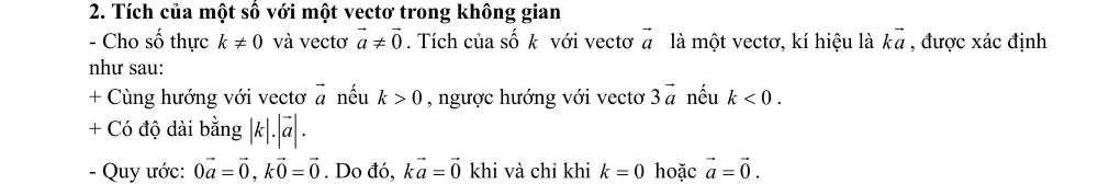 Tích của một số với một vectơ trong không gian