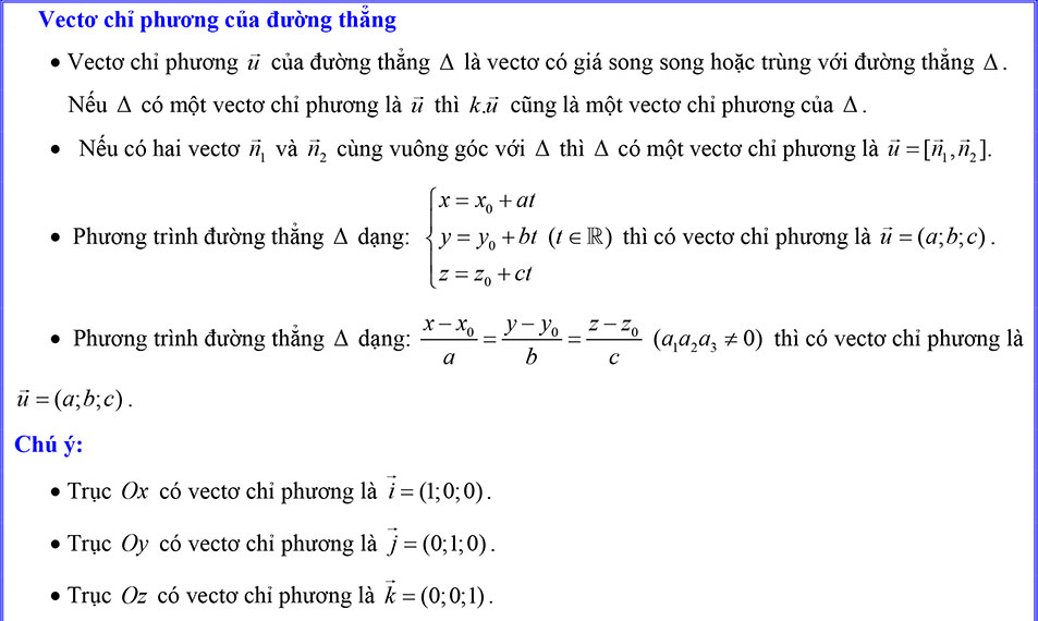 Vectơ chỉ phương của đường thẳng