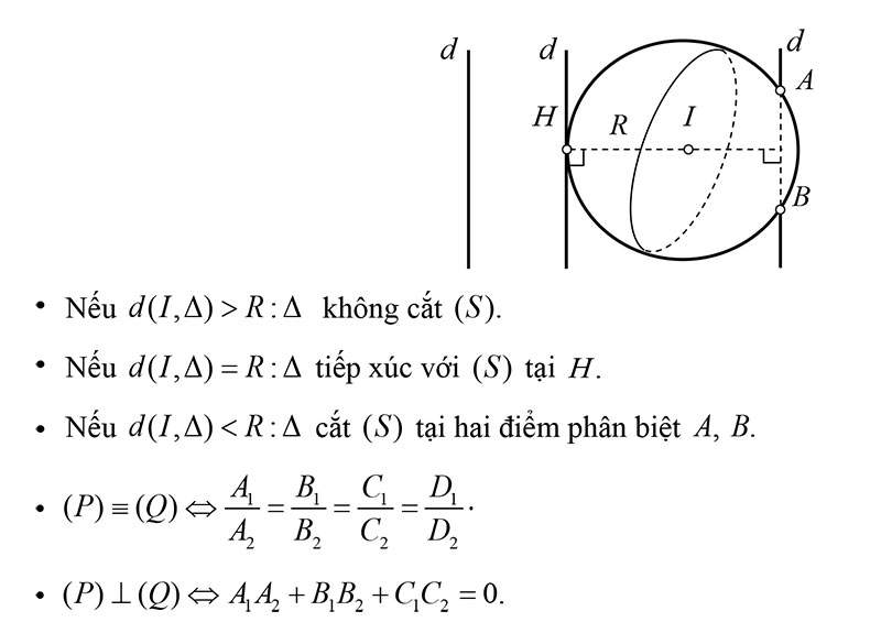 Vị trí tương đối giữa đường thẳng d và mặt cầu (S) 