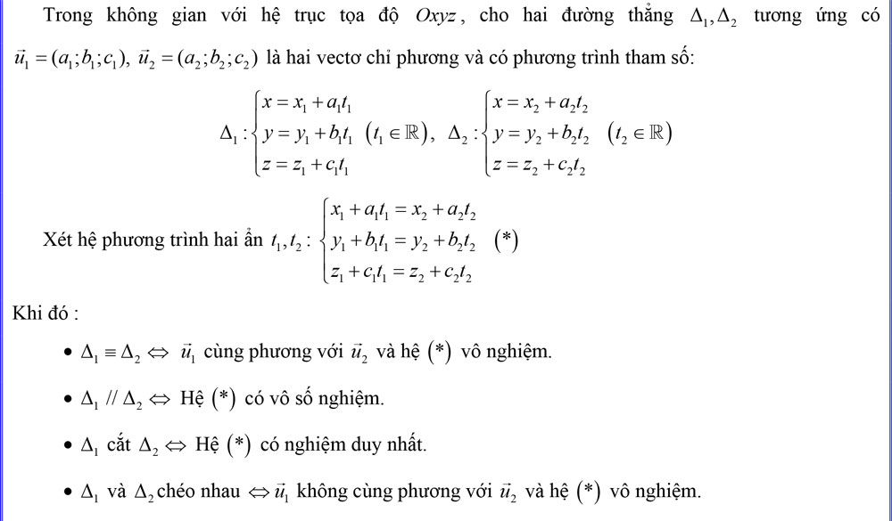 Vị trí tương đối giữa hai đường thẳng