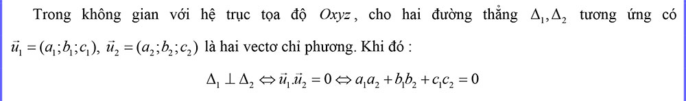 Điều kiện để hai đường thẳng vuông góc