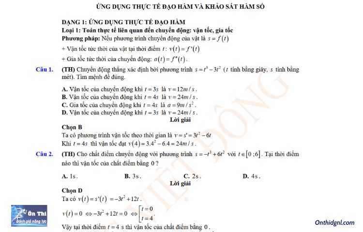 Ứng Dụng đạo Hàm Và Khảo Sát Hàm Số Vào Bài Toán Thực Tế