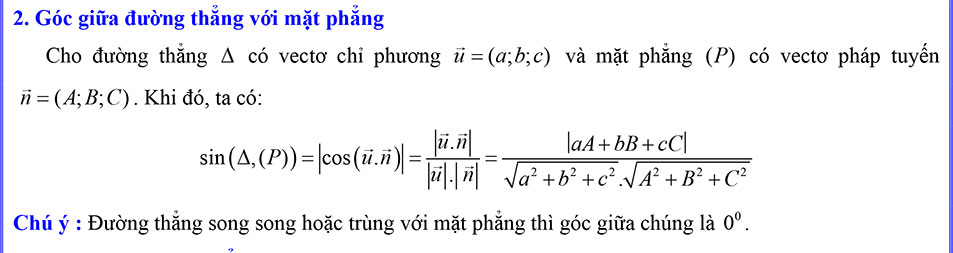 Góc giữa đường thẳng với mặt phẳng