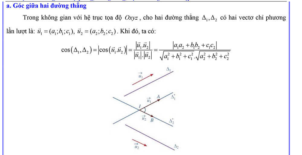 Góc giữa hai đường thẳng