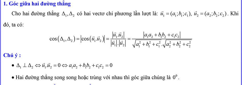 Góc giữa hai đường thẳng