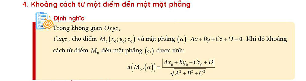 Khoảng cách từ một điểm đến một mặt phẳng