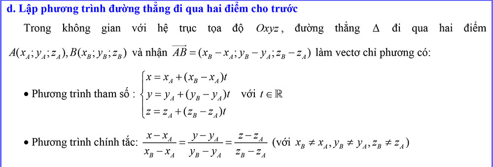 Lập phương trình đường thẳng đi qua hai điểm cho trước