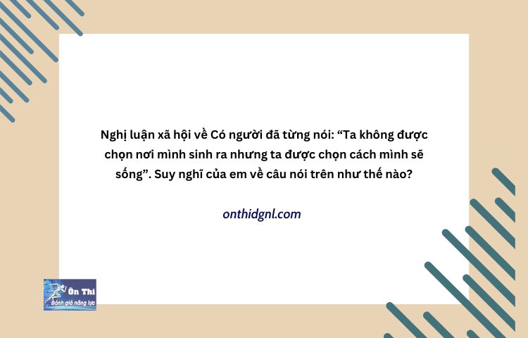 Ta Không được Chọn Nơi Mình Sinh Ra Nhưng Ta được Chọn Nlxh