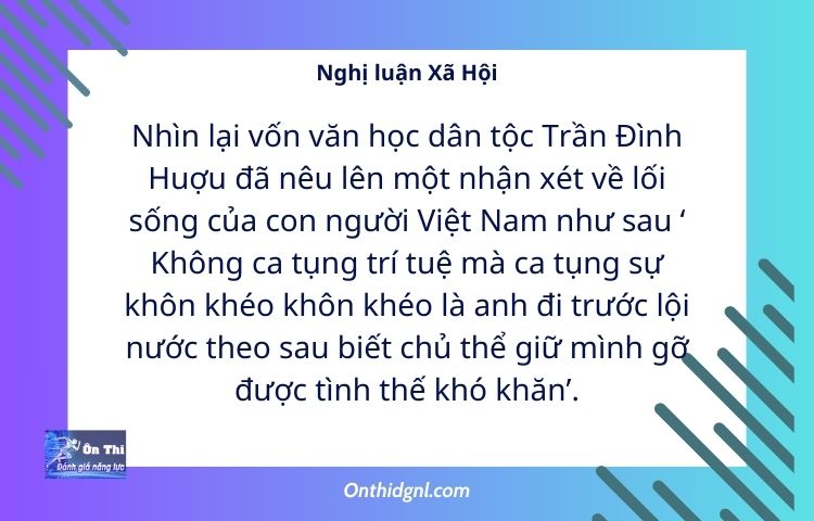 Nghị luận xã hội Không ca tụng trí tuệ mà ca tụng sự khôn khéo